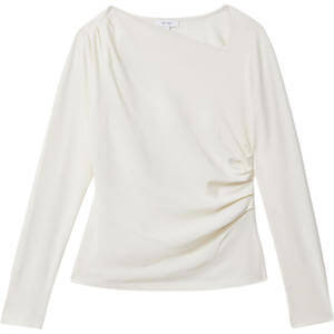 REISS SANDY Ruched Asymmetric Neck Top